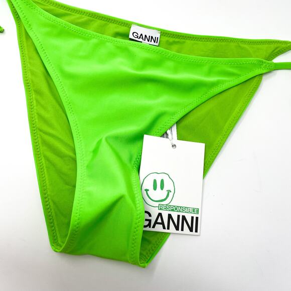 GANNI Solid Lime Green String Tie Bikini Bottoms - Picture 4 of 7